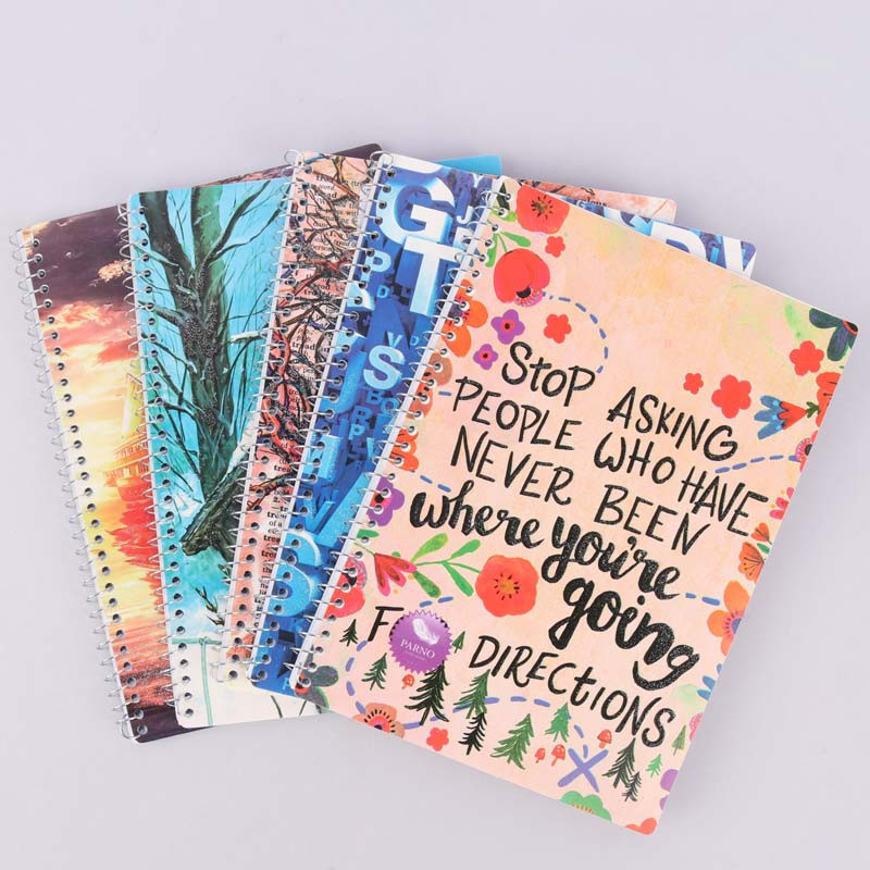 دفتر سیمی 50 برگ 2 خط طرح دار پارنو کد 1408