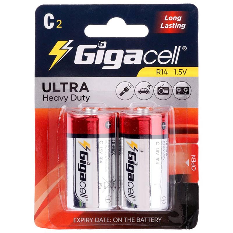 باتری دوتایی متوسط Gigacell Ultra Heavy Duty R14 1.5V C