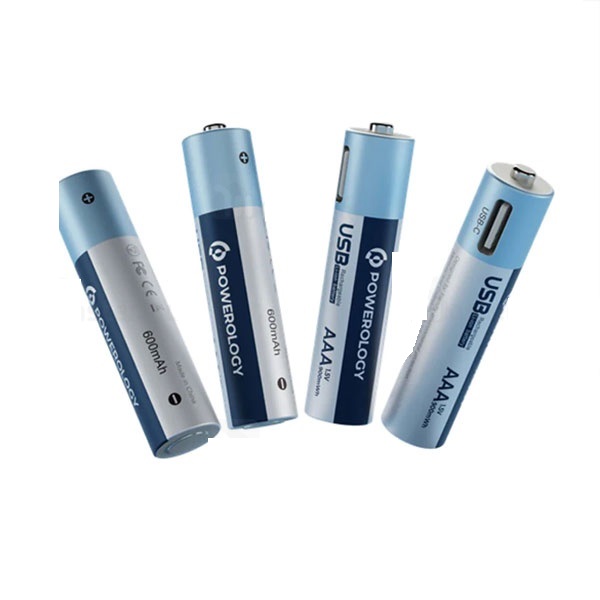 پک 4 تایی باتری نیم قلمی شارژی پاورولوژی Powerology AAA Rechargeable Battery PRUBAAA4