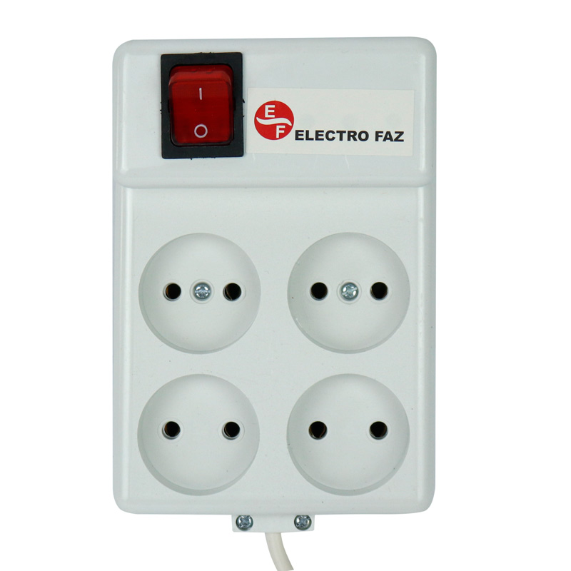 چند راهی 4 خانه برق الکترو فاز Electro Faz با کابل 1٫5 متری شرینک