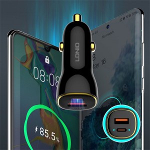 شارژر فندکی فست شارژ Ldnio C103 3A QC3.0 PD 30W + کابل تایپ سی