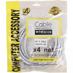 کابل شبکه باکیفیت X4 Net Cat6 سه متر