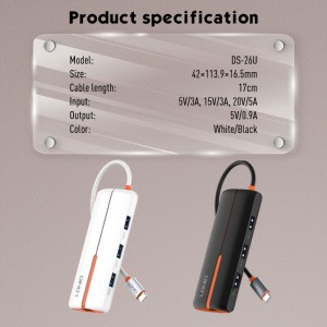 هاب Ldnio DS-26U Type-C To USB3.0/USB2.0/RJ45/Type-C PD