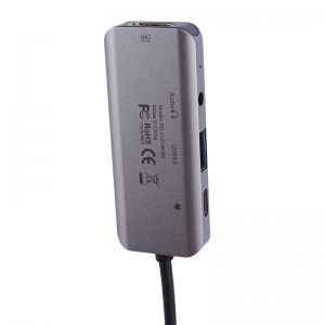 هاب Porodo PD-41CHB Type-C To USB 3.0/HDMI/AUX/Type-C PD