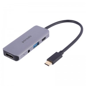 هاب Porodo PD-41CHB Type-C To USB 3.0/HDMI/AUX/Type-C PD