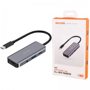 هاب Porodo PD-41CHB Type-C To USB 3.0/HDMI/AUX/Type-C PD