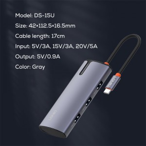 هاب Ldnio DS-15U Type-C To USB3.0/Type-C PD