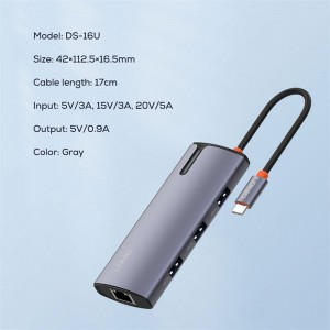 هاب Ldnio DS-16U Type-C To USB3.0/USB2.0/RJ45/Type-C PD