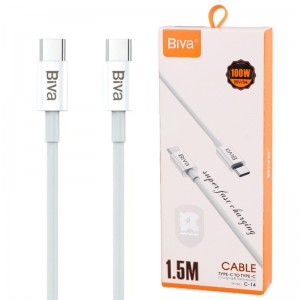 کابل تبدیل فست شارژ Biva C-14 Type-C To Type-C 5A 100W 1.5m