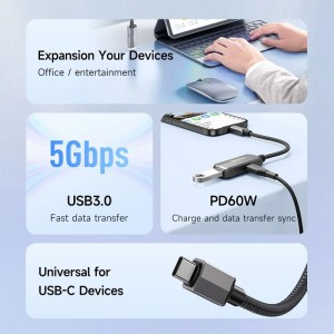 مبدل تایپ سی به USB و تایپ سی برای شارژ و انتقال داده