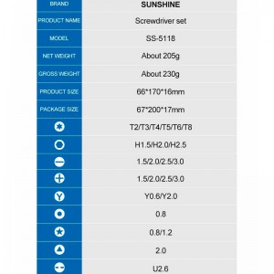 ست پیچ گوشتی تعمیرات موبایل Sunshine SS-5118