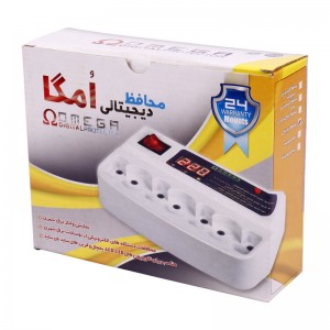 محافظ برق تلویزیون و یخچال فریزر 7 خانه دیجیتال امگا با کابل 3 متری