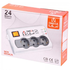 محافظ برق یخچال و فریزر 3 خانه ارت دار امگا با کابل 1٫5 متری Omega P3100