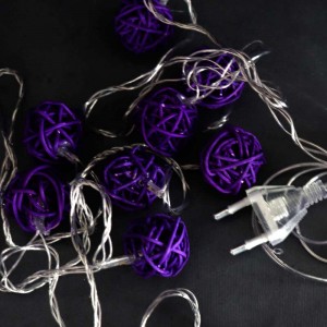 ریسه طرح گوی چوبی بنفش 10 لامپ مهتابی طول 2.5 متر