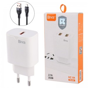 شارژر دیواری فست شارژ Biva HC-04Q QC PD 3A 18W + کابل میکرو یو اس بی