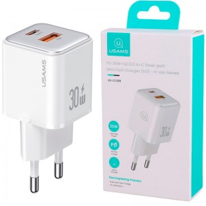 Usams-US-CC189 2Port 4.5A QC3.0 PD 30W-Fast-Wall-Charger6