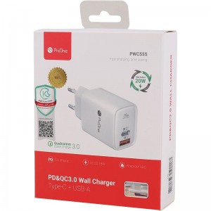 کلگی فست شارژ ProOne PWC555 2Port 3A QC3.0 PD3.0 20W