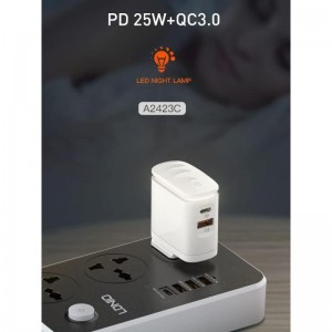 شارژر دیواری فست شارژ Ldnio A2423C 2Port 3A VOOC QC3.0 PD 25W + کابل تایپ سی