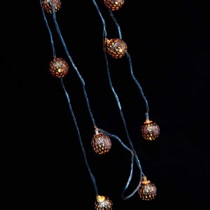 ریسه 10 لامپ فلزی طرح توپ رزگلد آفتابی 2٫5 متری