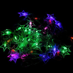 ریسه 38 لامپ طرح ستاره دون دار شیشه ای رنگی طول 5 متر