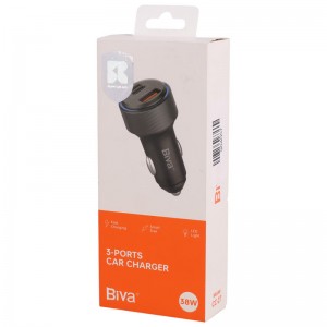 شارژر فندکی فست شارژ Biva CC-27 3A QC3.0 PD 20W