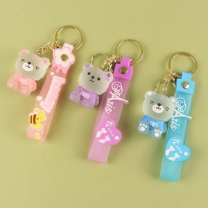 جاکلیدی سنگی پاستلی طرح خرس کوچولو