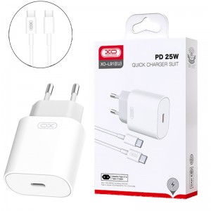 شارژر دیواری 25 وات ایکس او XO-L91 QC4.0+ PD3.0 3A + کابل تبدیل تایپ سی