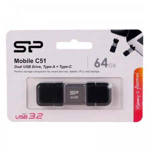 فلش 64 گیگ سیلیکون پاور Silicon Power Mobile C51 OTG Type-C USB3.2