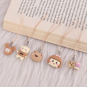 آویز فلش و موبایل فانتزی قهوه ای کرم