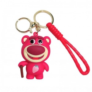 جاکلیدی سیلیکونی طرح خرس صورتی