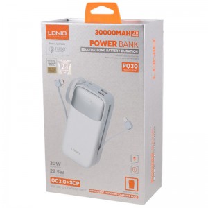 پاور بانک فست شارژ الدینیو PQ30 QC3.0 PD3.0 22.5W ظرفیت 30000 میلی آمپر ساعت