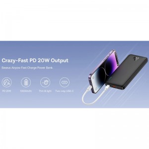 پاور بانک فست شارژ باسئوس Airpow PPQD09000 PD 20W ظرفیت 10000 میلی آمپر ساعت