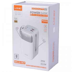 پاور بانک فست شارژ 50000 الدینیو Ldnio PQ50 QC3.0 PD 22.5W