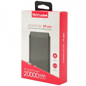 پاور بانک فست شارژ 20000 تسکو TSCO TP 881 QC3 PD 20W