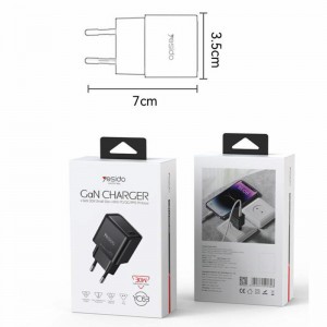 کلگی فست شارژ Yesido YC63 Gan 3A QC PD 30W Type-C