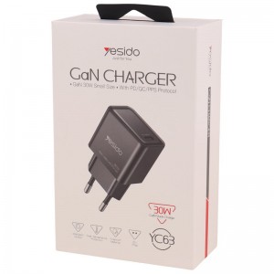 کلگی فست شارژ Yesido YC63 Gan 3A QC PD 30W Type-C