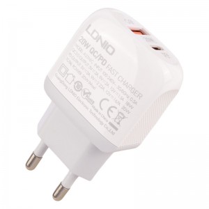شارژر دیواری فست شارژ Ldnio A2316C 2Port 3A QC3.0 PD 20W + کابل تایپ سی