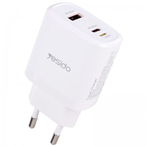 شارژر دیواری 30 وات یسیدو YC52 QC3.0 PD 3A + کابل تبدیل آیفونی