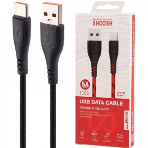 کابل تایپ سی فست شارژ Shoosh SH117C 5A 1.1m