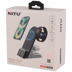 شارژر بی سیم فست شارژ و استند رومیزی Nitu NT201 15W