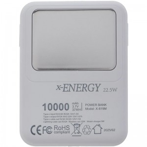 پاور بانک بی سیم فست شارژ ایکس انرژی X-819M PD 22.5W ظرفیت 10000 میلی آمپر ساعت