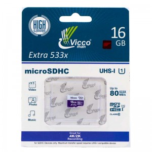 رم میکرو 16 گیگ ویکومن Vicco Extra U1 80MB/s بدون خشاب
