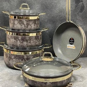 سرویس پخت و پز 9 پارچه گرانیتی بریونی طرح سنگ رویال استون