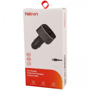 شارژر فندکی فست شارژ Hatron HCC3210PQ QC3.0 PD 3A 20W