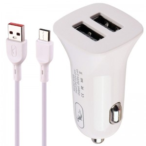 شارژر فندکی فست شارژ Sky Dolphin SZ08 2.4A 12W + کابل تایپ سی