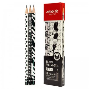 مداد مشکی طرح دار آریا Arya 3049 بسته 12 عددی