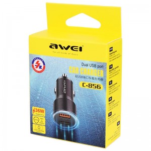 شارژر فندکی فست شارژ Awei C-856 3A QC3.0 PD 18W
