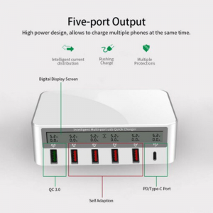 شارژر و تستر WLX 818PF 6Port QC3.0 PD 50W Type-C/USB