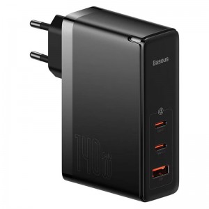 شارژر دیواری فست شارژ Baseus GaN5 Pro CCGP100 3Port 5A QC PD 140W + کابل تبدیل تایپ سی