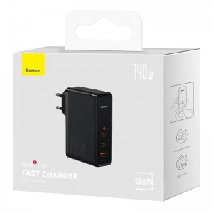 شارژر دیواری فست شارژ Baseus GaN5 Pro CCGP100 3Port 5A QC PD 140W + کابل تبدیل تایپ سی